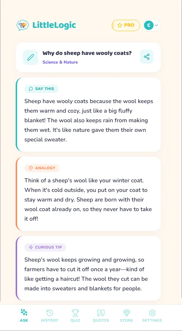 LittleLogic answering a child's question